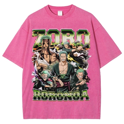 One Piece Roronoa Zoro Unisex Fit Washed T-Shirt