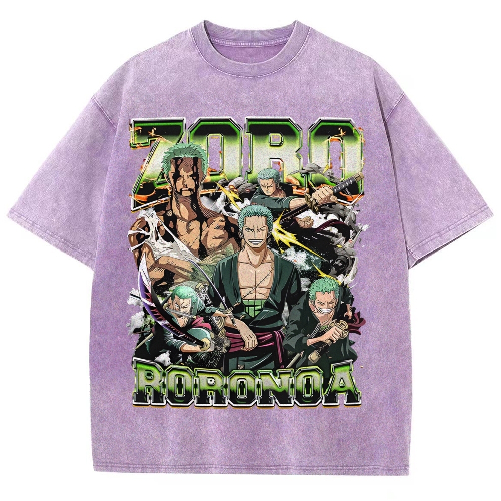 One Piece Roronoa Zoro Unisex Fit Washed T-Shirt