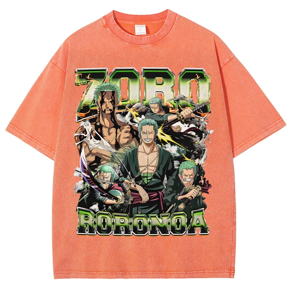 One Piece Roronoa Zoro Unisex Fit Washed T-Shirt