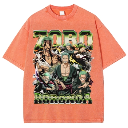 One Piece Roronoa Zoro Unisex Fit Washed T-Shirt