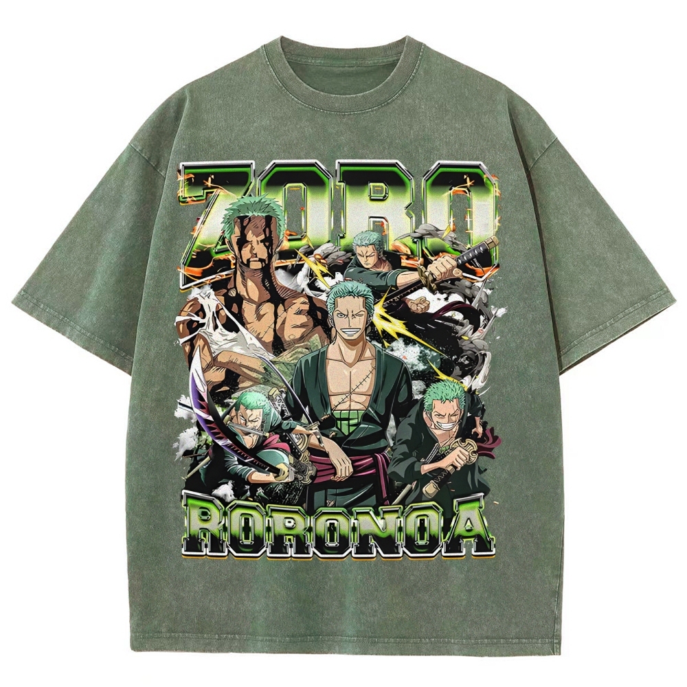 One Piece Roronoa Zoro Unisex Fit Washed T-Shirt