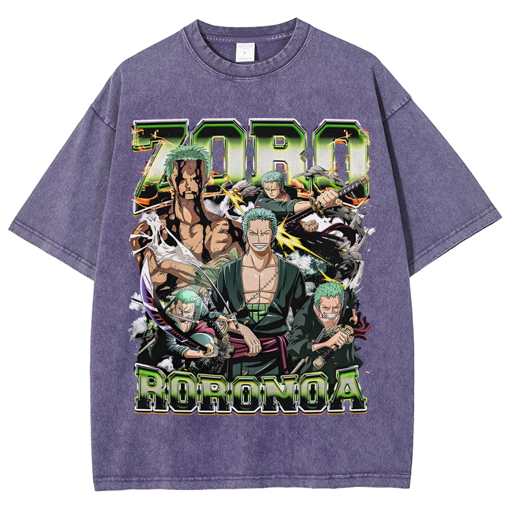 One Piece Roronoa Zoro Unisex Fit Washed T-Shirt