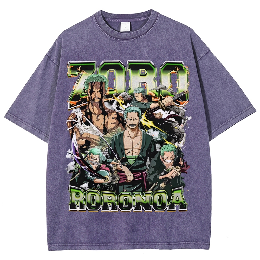 One Piece Roronoa Zoro Unisex Fit Washed T-Shirt