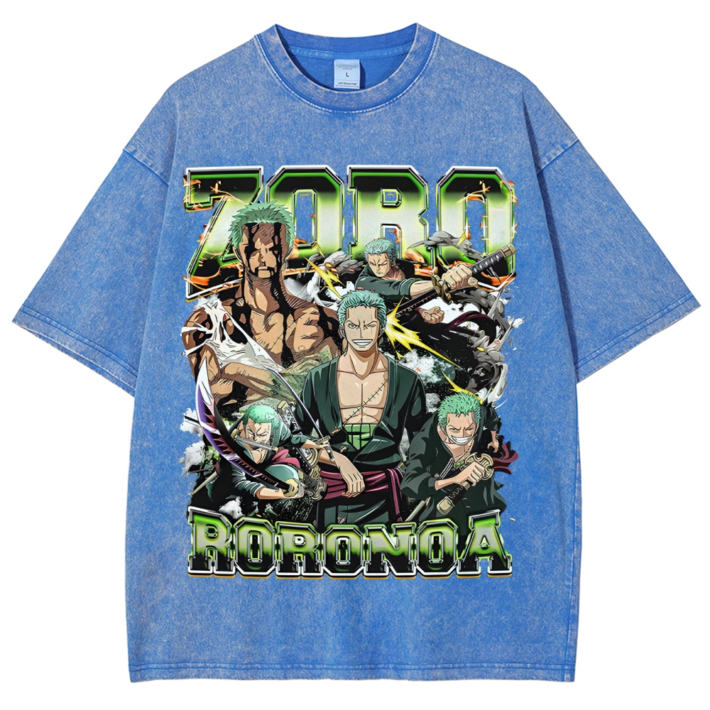One Piece Roronoa Zoro Unisex Fit Washed T-Shirt