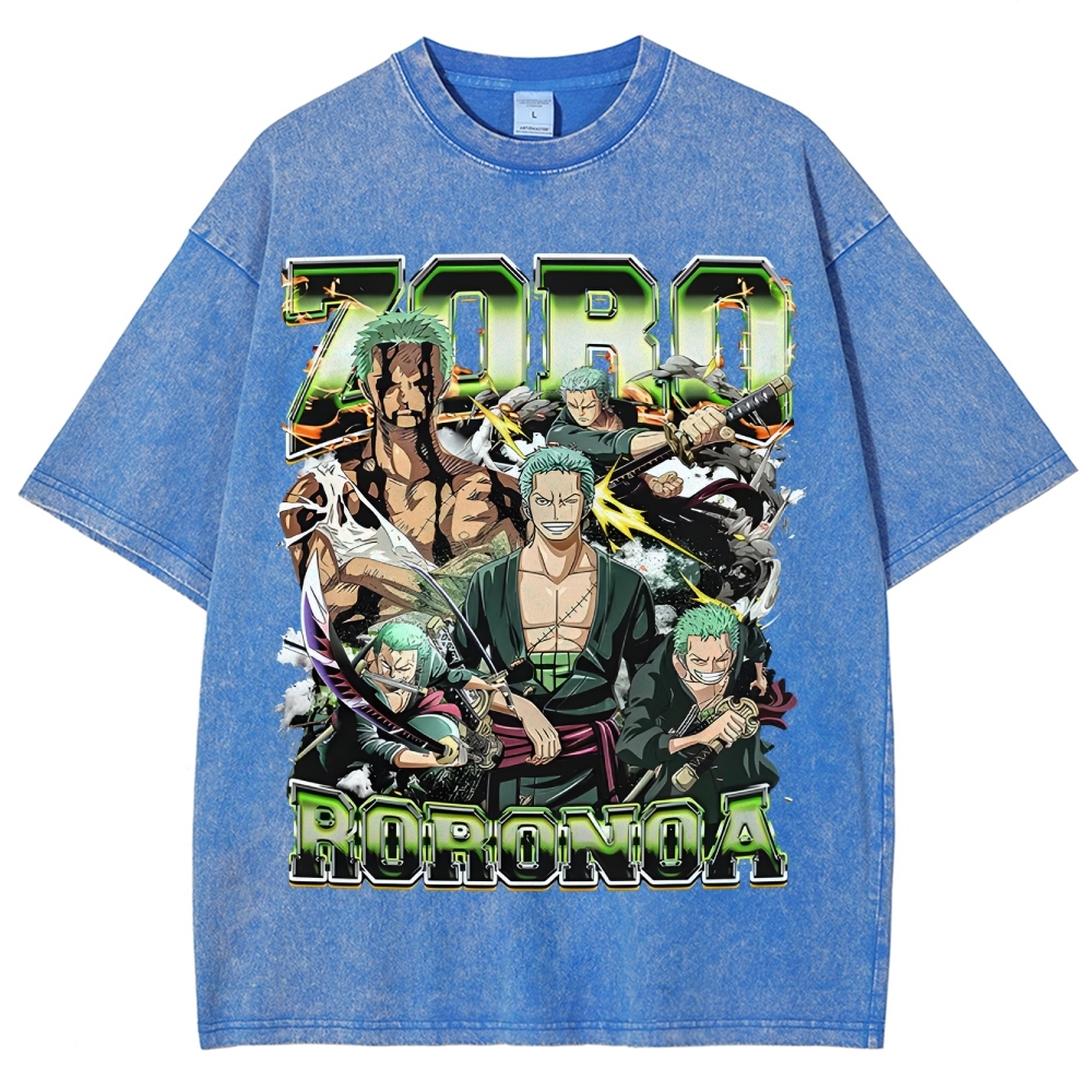 One Piece Roronoa Zoro Unisex Fit Washed T-Shirt