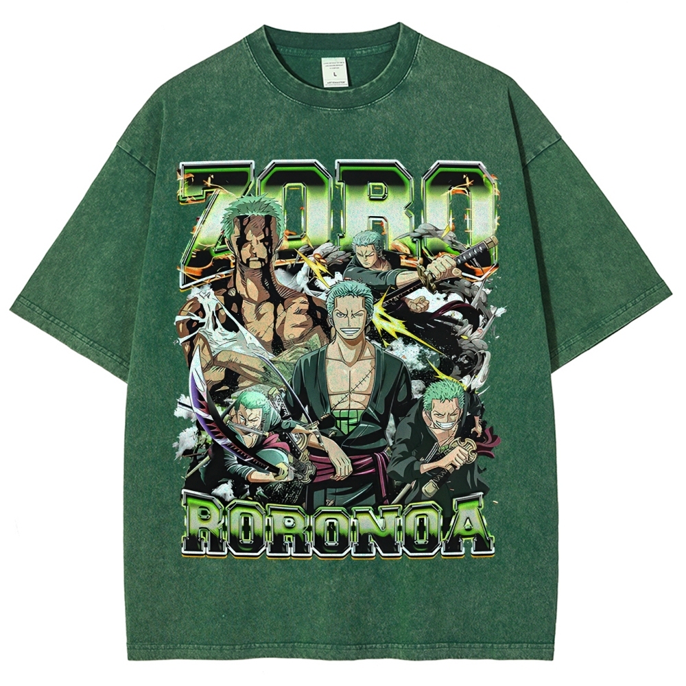 One Piece Roronoa Zoro Unisex Fit Washed T-Shirt