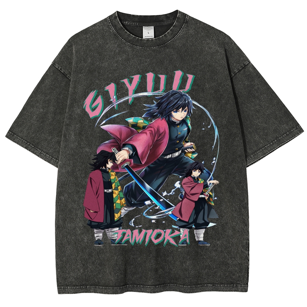 Giyu Tomioka Demon Slayer Unisex Fit Washed T-Shirt