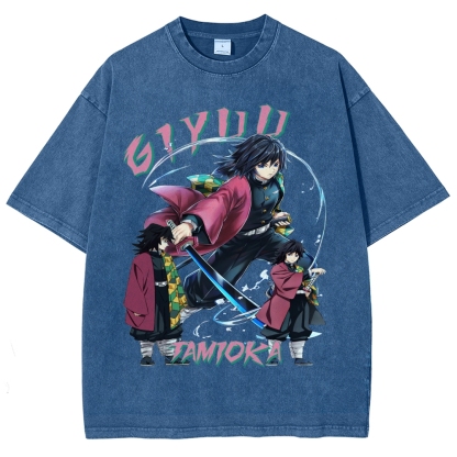 Giyu Tomioka Demon Slayer Unisex Fit Washed T-Shirt
