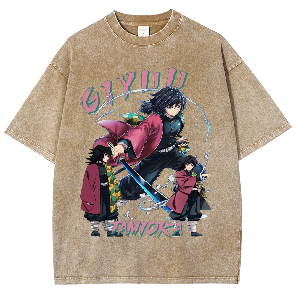 Giyu Tomioka Demon Slayer Unisex Fit Washed T-Shirt