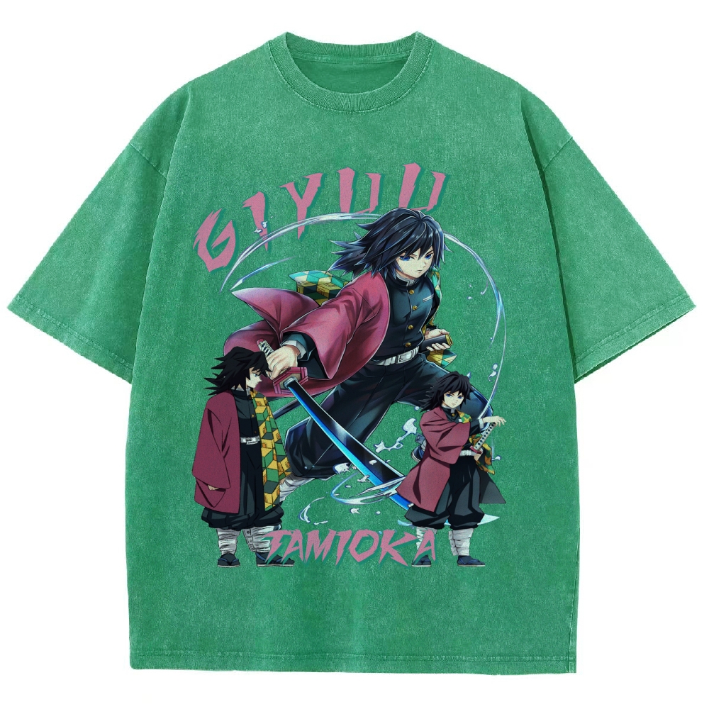 Giyu Tomioka Demon Slayer Unisex Fit Washed T-Shirt