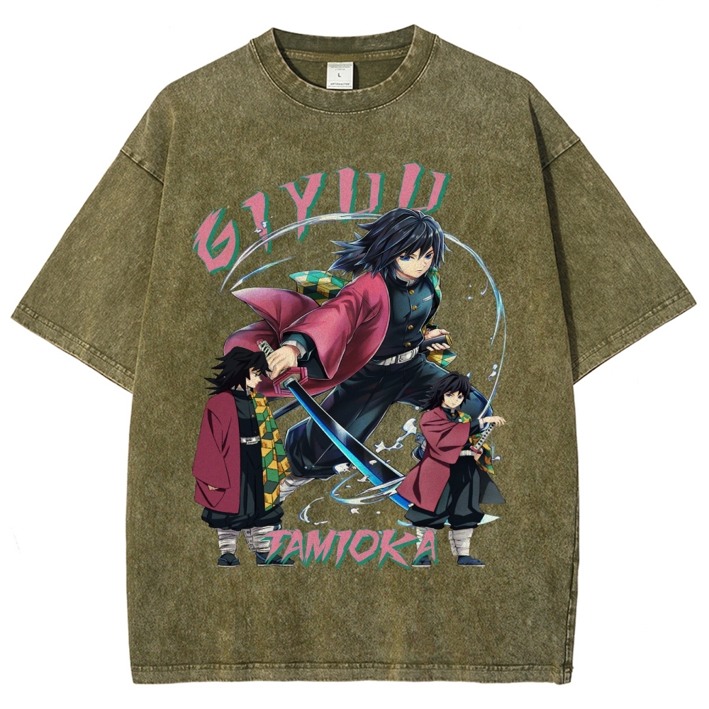 Giyu Tomioka Demon Slayer Unisex Fit Washed T-Shirt