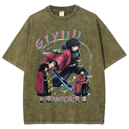 Giyu Tomioka Demon Slayer Unisex Fit Washed T-Shirt