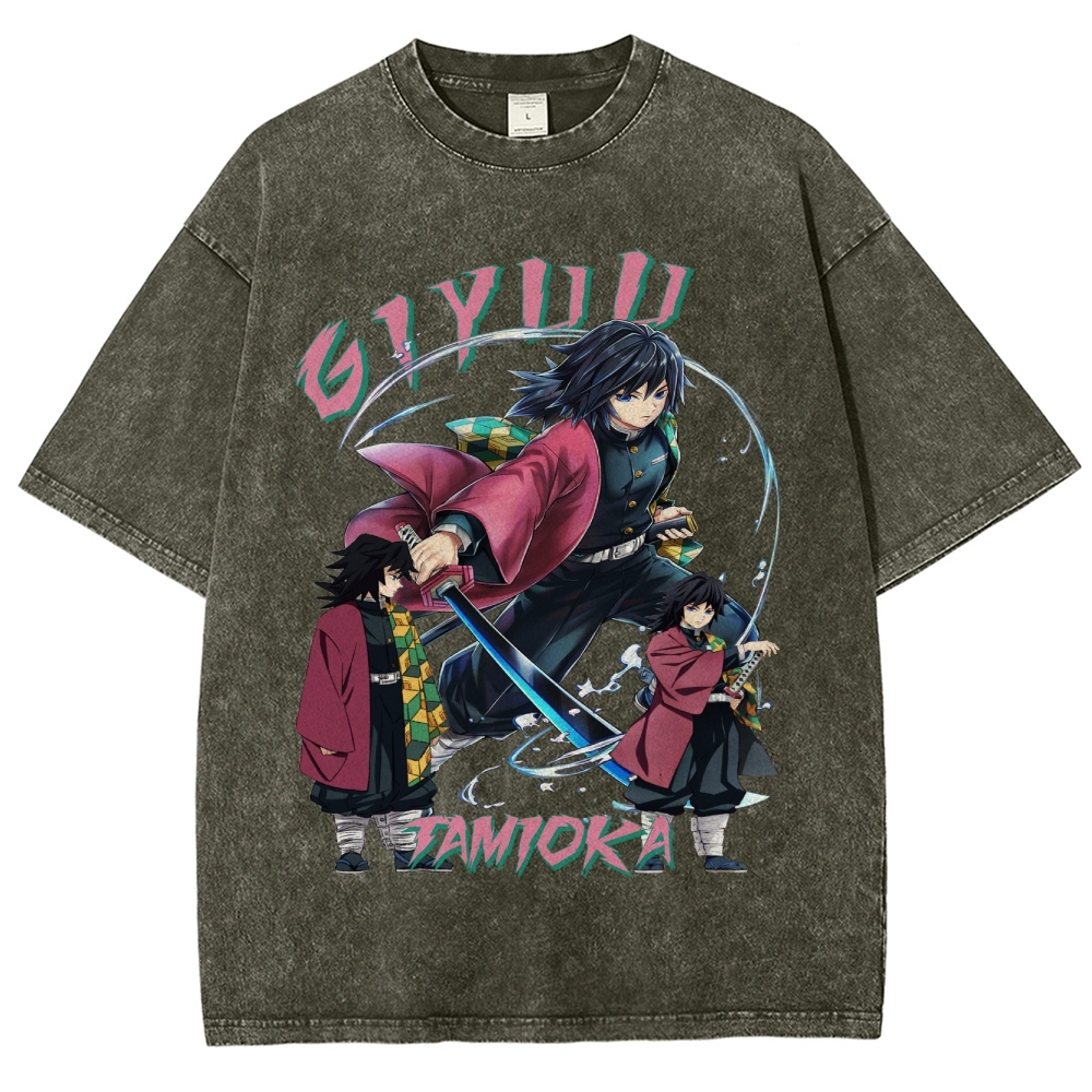 Giyu Tomioka Demon Slayer Unisex Fit Washed T-Shirt