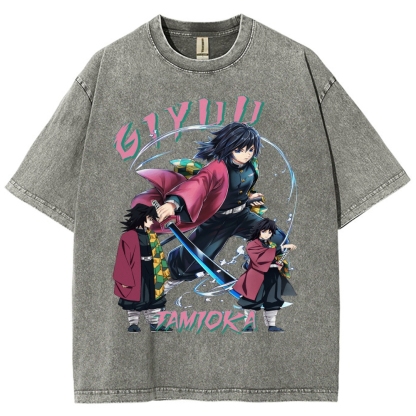 Giyu Tomioka Demon Slayer Unisex Fit Washed T-Shirt