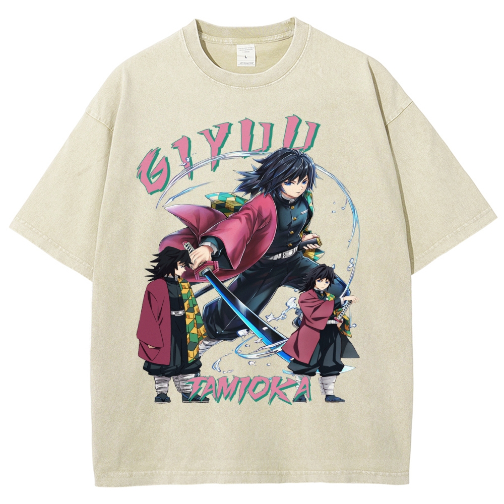 Giyu Tomioka Demon Slayer Unisex Fit Washed T-Shirt
