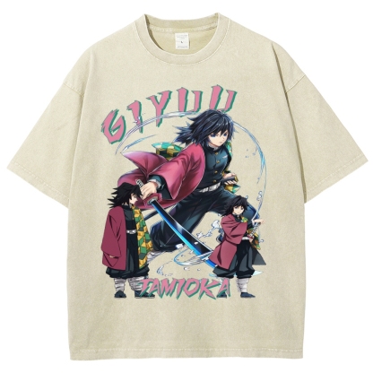 Giyu Tomioka Demon Slayer Unisex Fit Washed T-Shirt