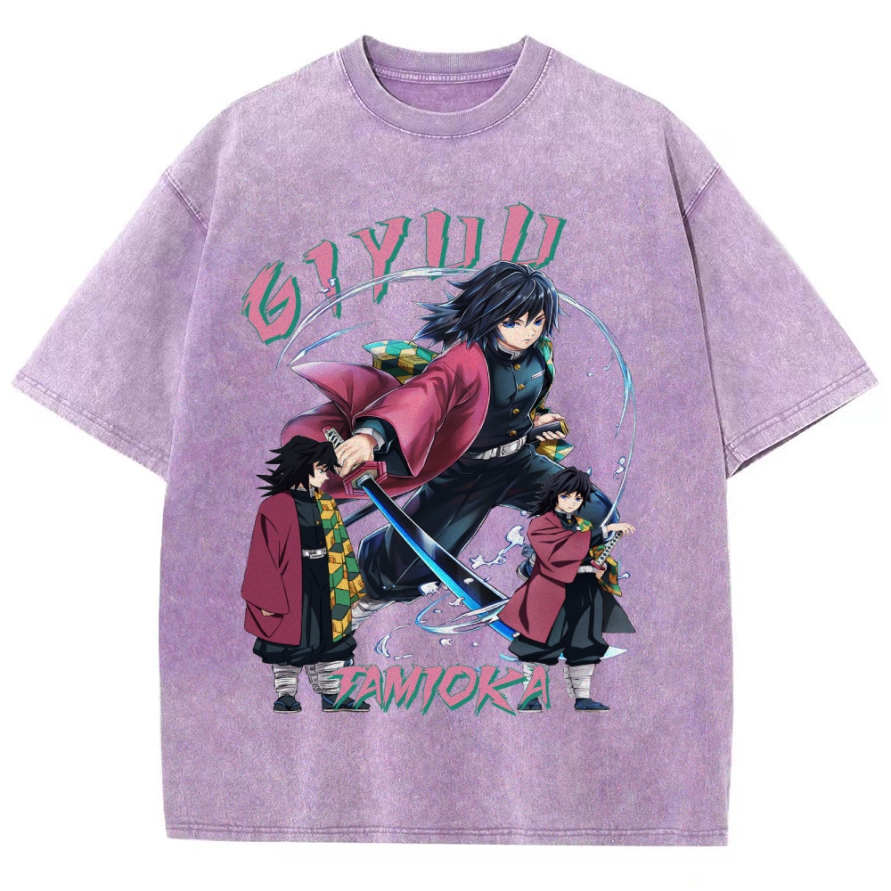 Giyu Tomioka Demon Slayer Unisex Fit Washed T-Shirt