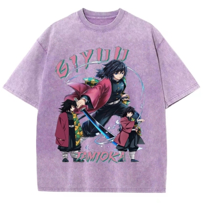 Giyu Tomioka Demon Slayer Unisex Fit Washed T-Shirt
