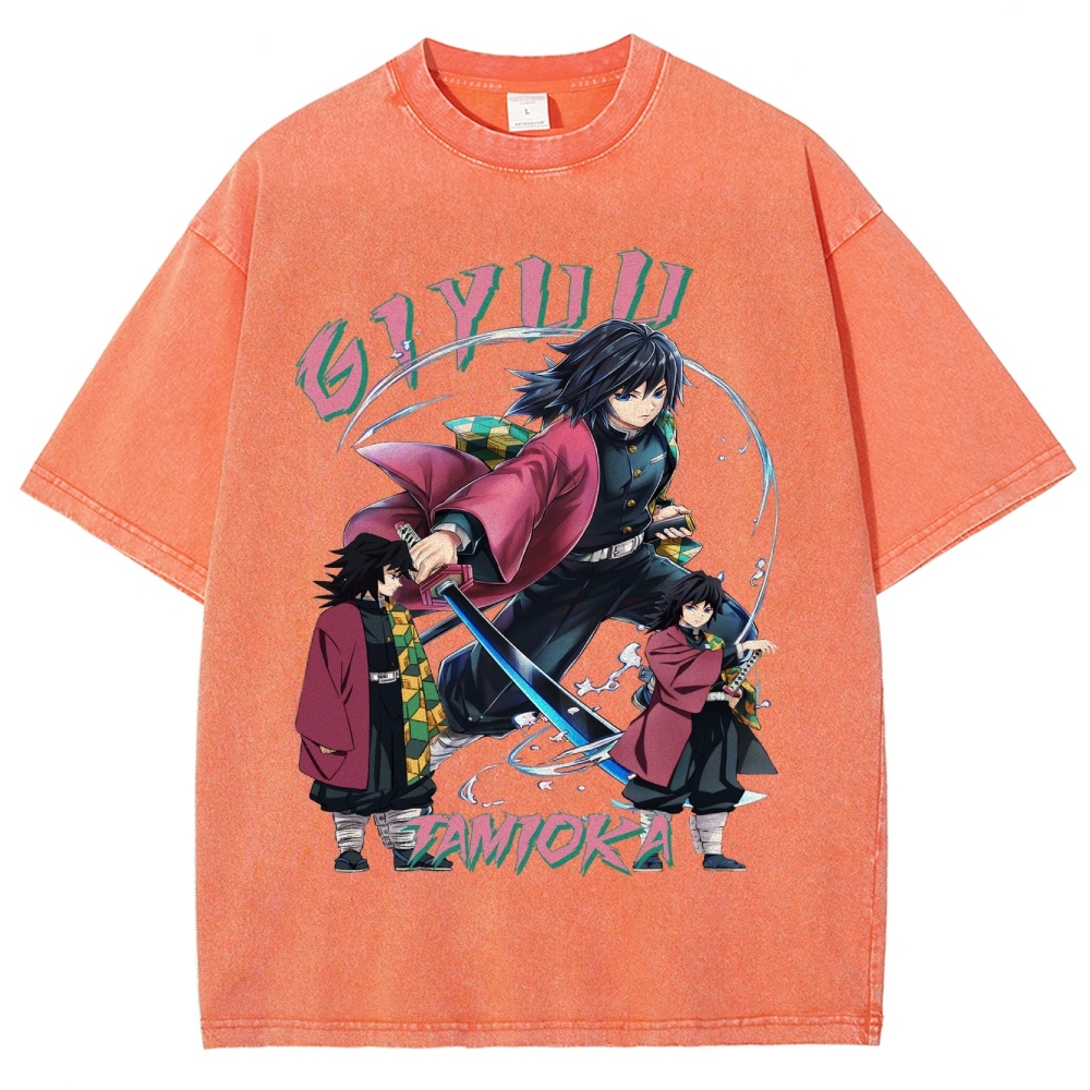 Giyu Tomioka Demon Slayer Unisex Fit Washed T-Shirt