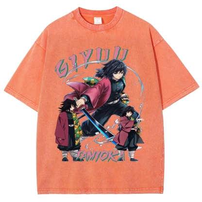 Giyu Tomioka Demon Slayer Unisex Fit Washed T-Shirt