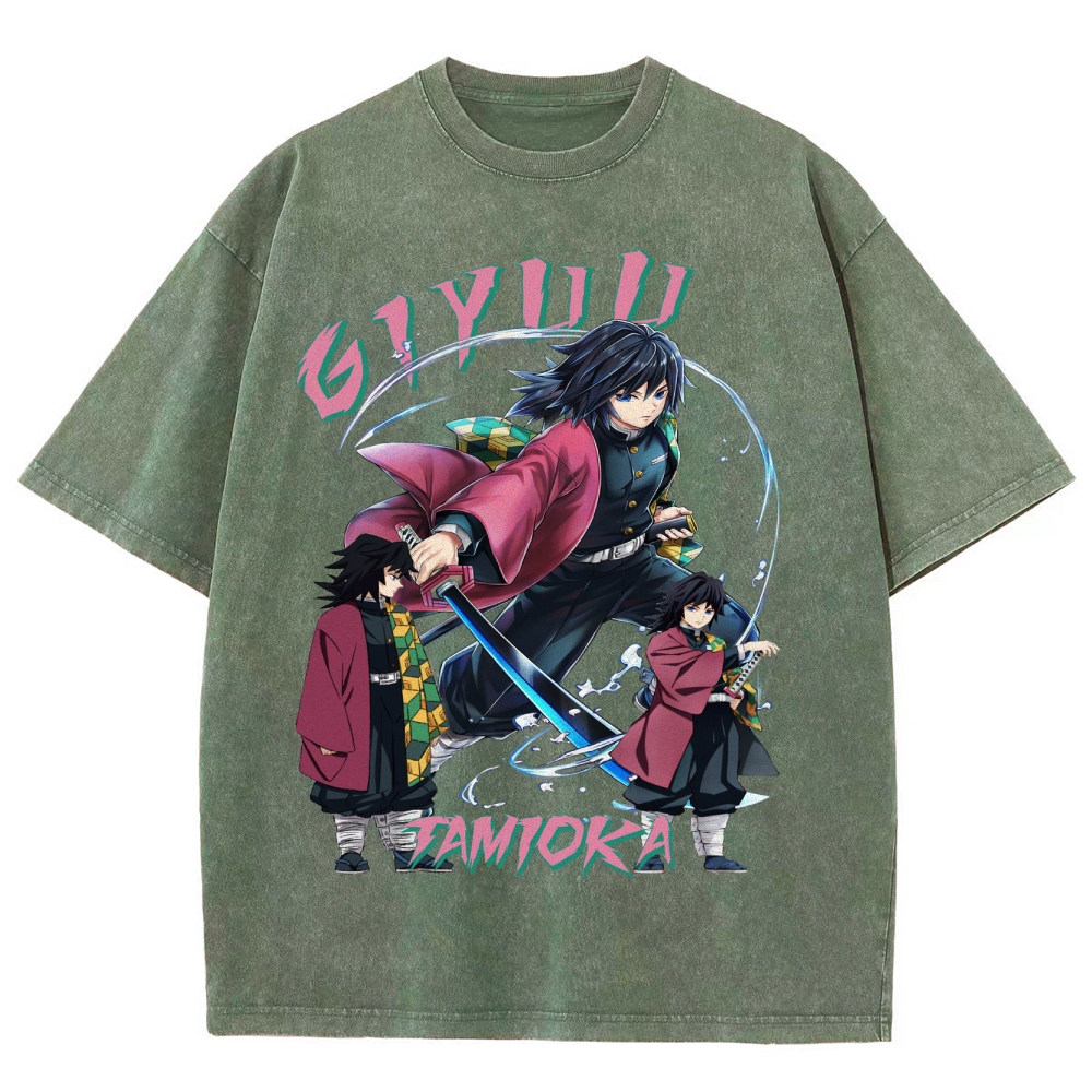Giyu Tomioka Demon Slayer Unisex Fit Washed T-Shirt