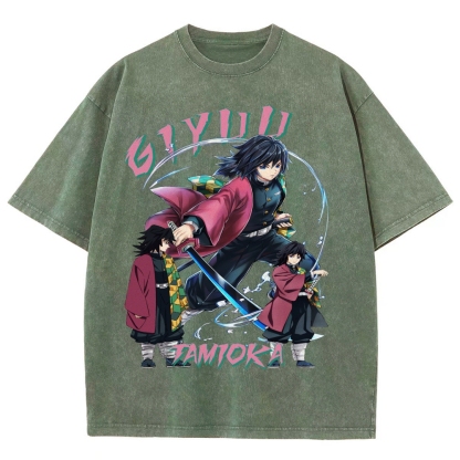 Giyu Tomioka Demon Slayer Unisex Fit Washed T-Shirt