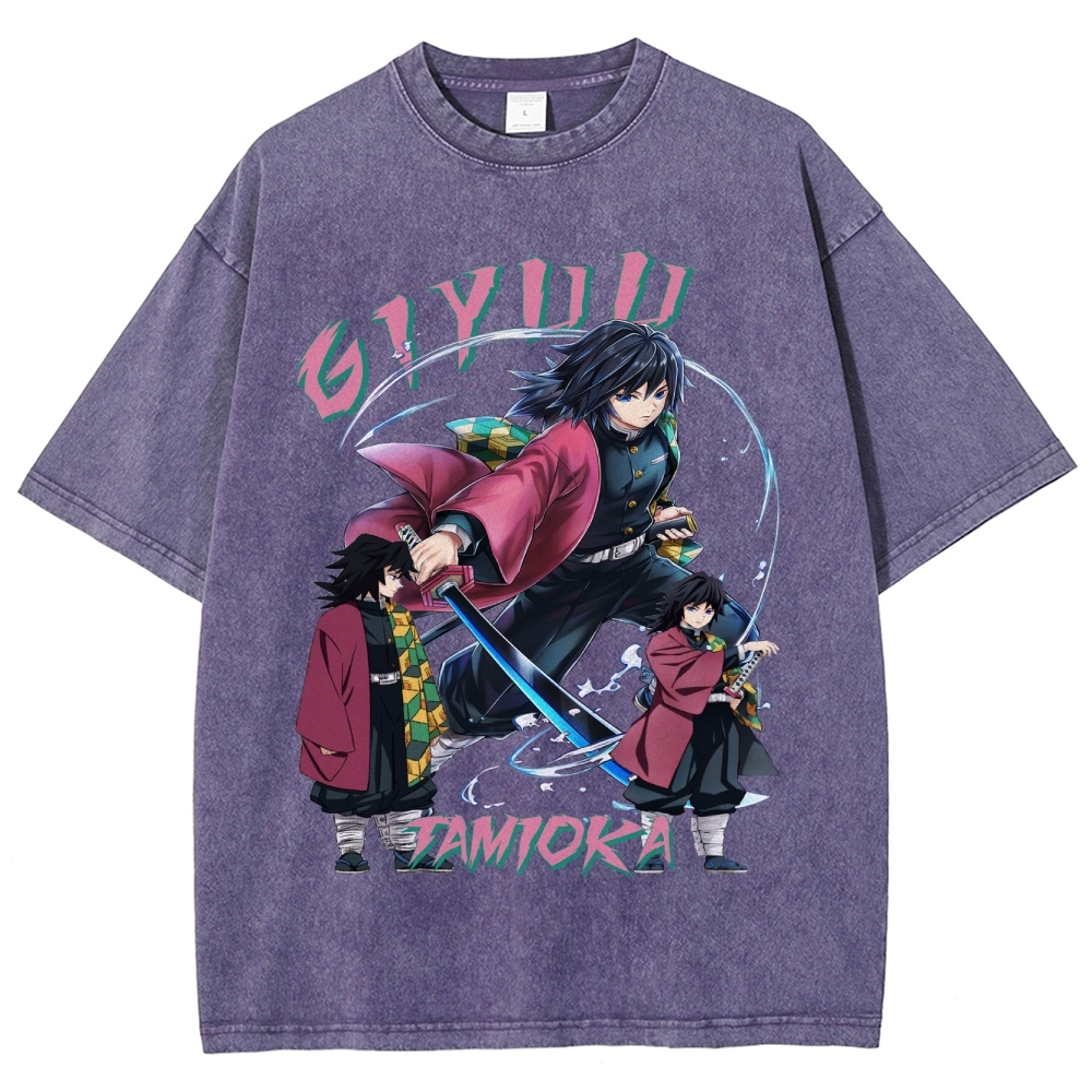 Giyu Tomioka Demon Slayer Unisex Fit Washed T-Shirt