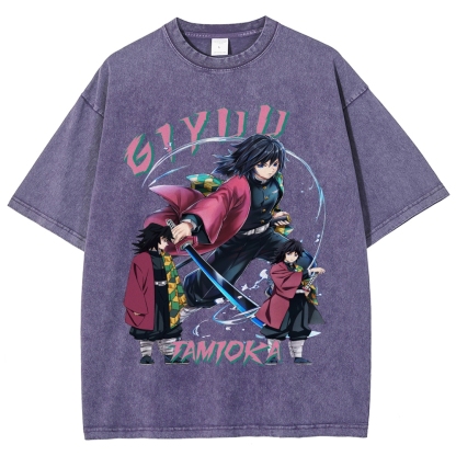 Giyu Tomioka Demon Slayer Unisex Fit Washed T-Shirt