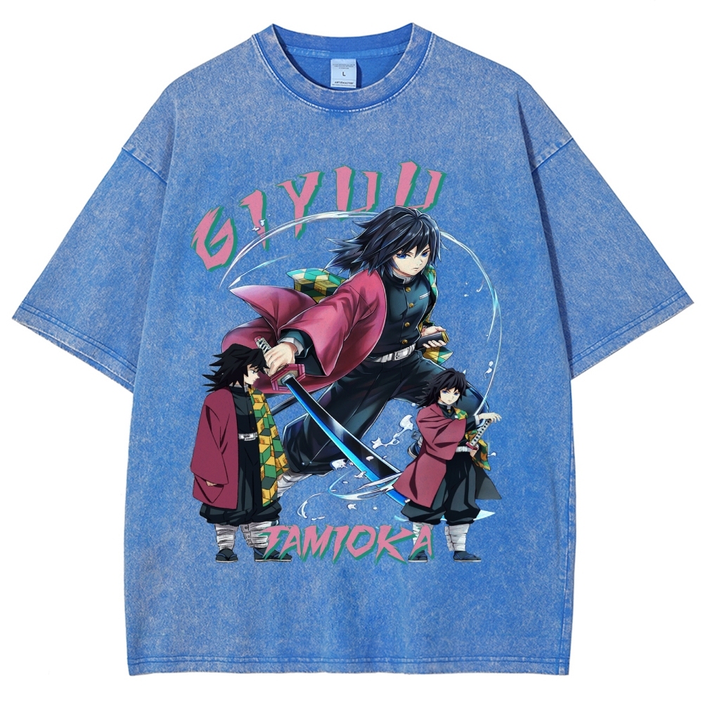 Giyu Tomioka Demon Slayer Unisex Fit Washed T-Shirt