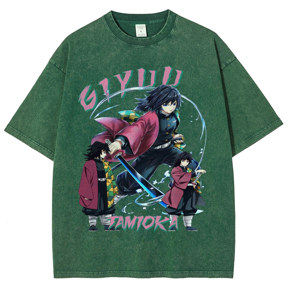 Giyu Tomioka Demon Slayer Unisex Fit Washed T-Shirt