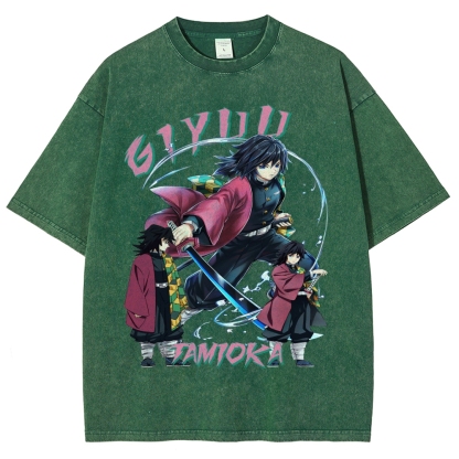 Giyu Tomioka Demon Slayer Unisex Fit Washed T-Shirt