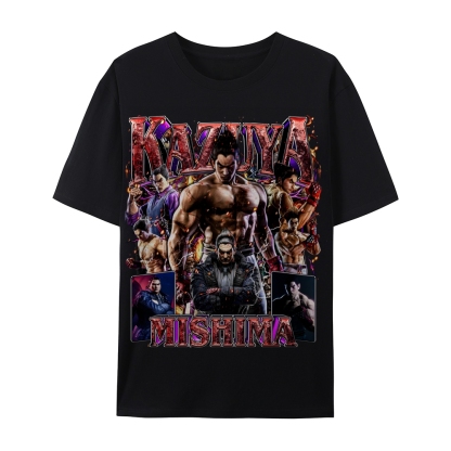 Tekken 7 Kazuya Mishima Champion Unisex-Adult Cotton Casual Short Sleeve T-Shirt 
