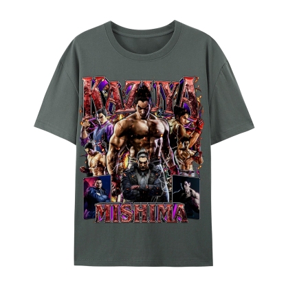 Tekken 7 Kazuya Mishima Champion Unisex-Adult Cotton Casual Short Sleeve T-Shirt 