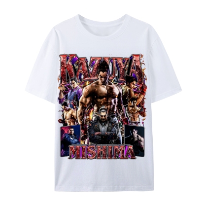 Tekken 7 Kazuya Mishima Champion Unisex-Adult Cotton Casual Short Sleeve T-Shirt 