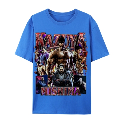 Tekken 7 Kazuya Mishima Champion Unisex-Adult Cotton Casual Short Sleeve T-Shirt 