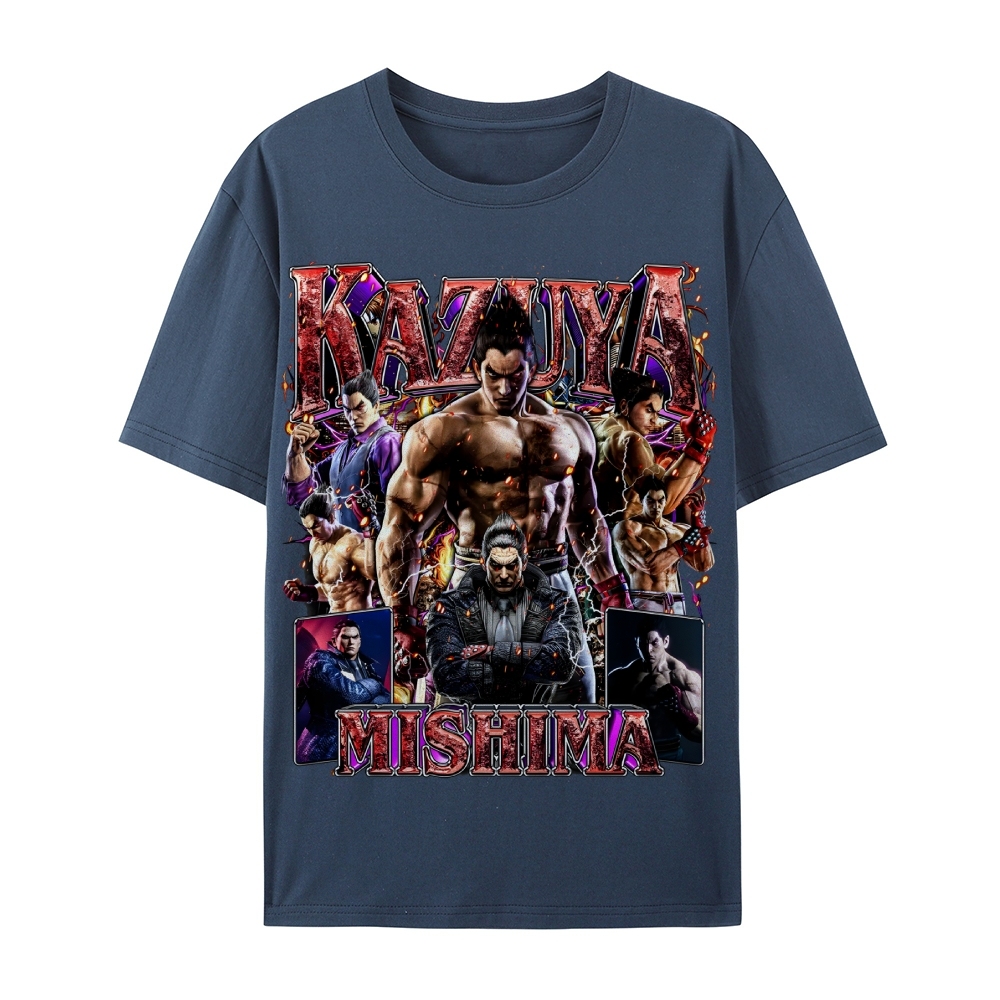 Tekken 7 Kazuya Mishima Champion Unisex-Adult Cotton Casual Short Sleeve T-Shirt 
