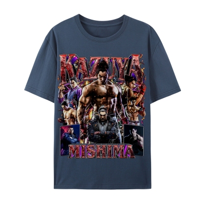 Tekken 7 Kazuya Mishima Champion Unisex-Adult Cotton Casual Short Sleeve T-Shirt 