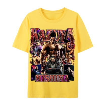 Tekken 7 Kazuya Mishima Champion Unisex-Adult Cotton Casual Short Sleeve T-Shirt 