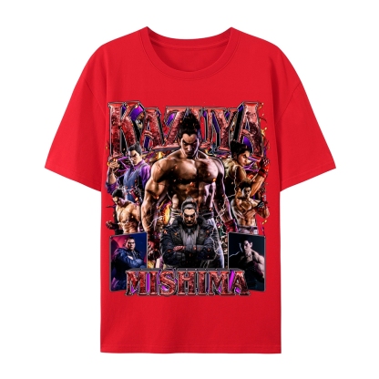 Tekken 7 Kazuya Mishima Champion Unisex-Adult Cotton Casual Short Sleeve T-Shirt 