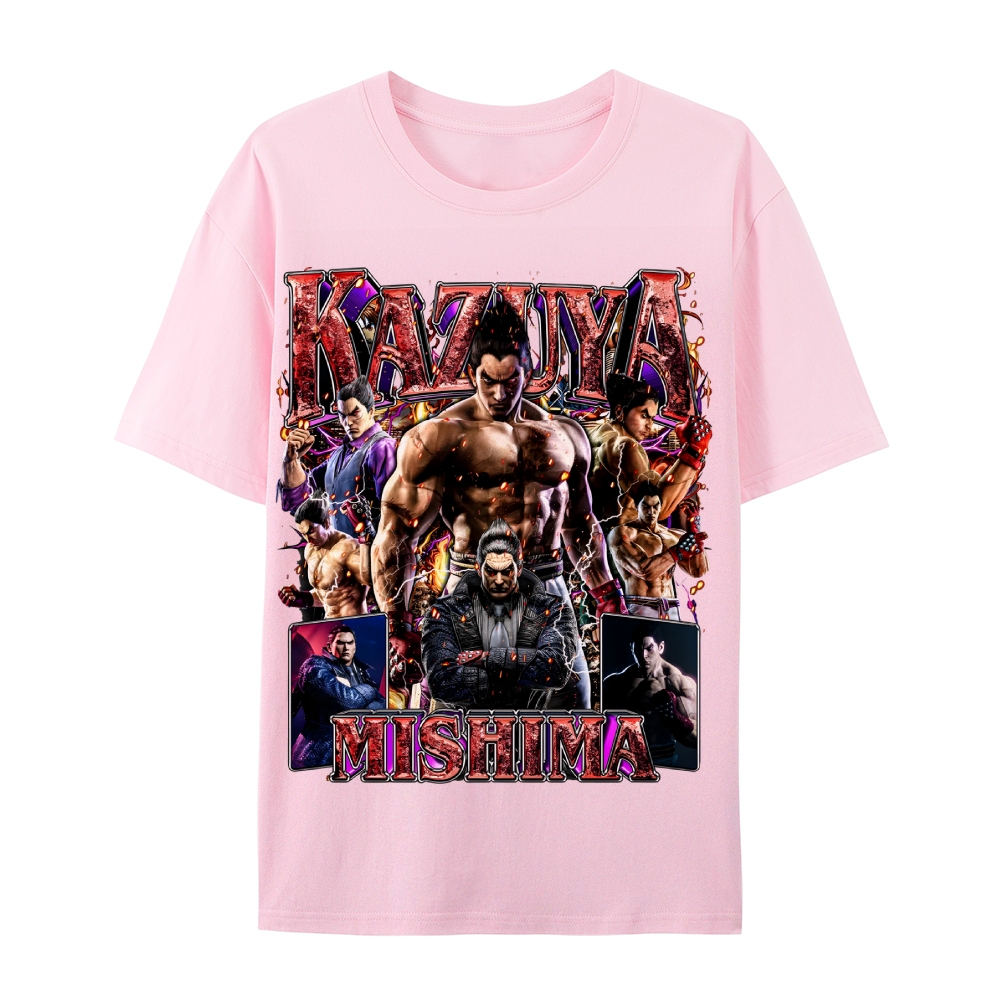 Tekken 7 Kazuya Mishima Champion Unisex-Adult Cotton Casual Short Sleeve T-Shirt 