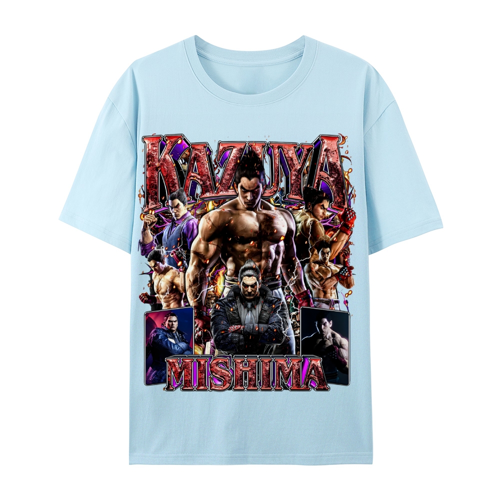 Tekken 7 Kazuya Mishima Champion Unisex-Adult Cotton Casual Short Sleeve T-Shirt 