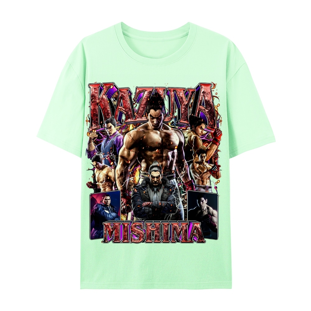 Tekken 7 Kazuya Mishima Champion Unisex-Adult Cotton Casual Short Sleeve T-Shirt 