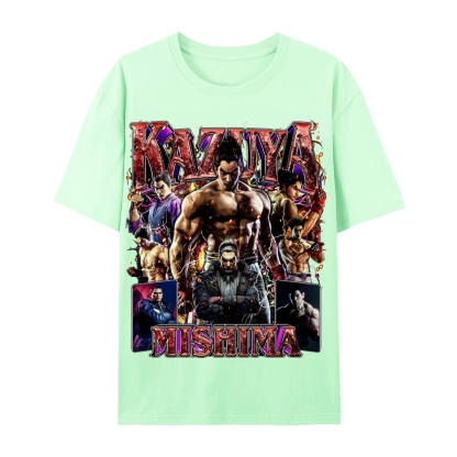 Tekken 7 Kazuya Mishima Champion Unisex-Adult Cotton Casual Short Sleeve T-Shirt 