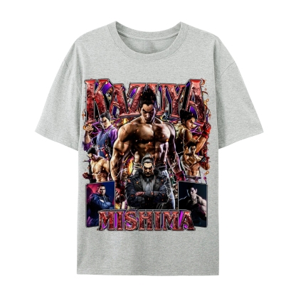 Tekken 7 Kazuya Mishima Champion Unisex-Adult Cotton Casual Short Sleeve T-Shirt 