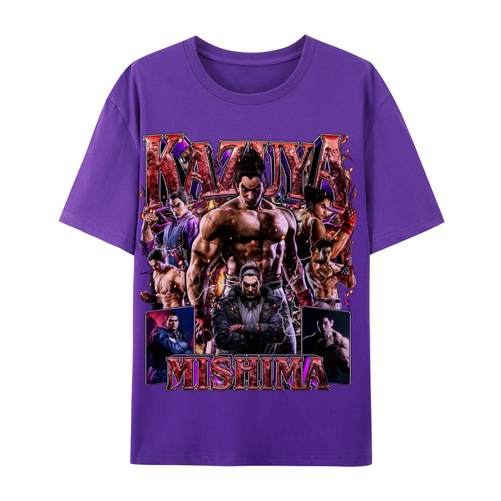 Tekken 7 Kazuya Mishima Champion Unisex-Adult Cotton Casual Short Sleeve T-Shirt 