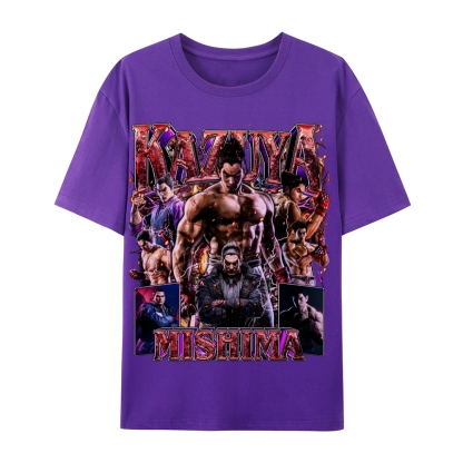 Tekken 7 Kazuya Mishima Champion Unisex-Adult Cotton Casual Short Sleeve T-Shirt 