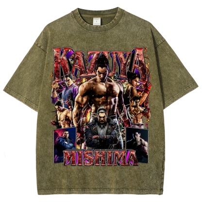 Tekken 7 Kazuya Mishima Champion Unisex Fit Washed T-Shirt