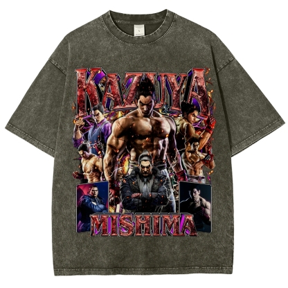 Tekken 7 Kazuya Mishima Champion Unisex Fit Washed T-Shirt