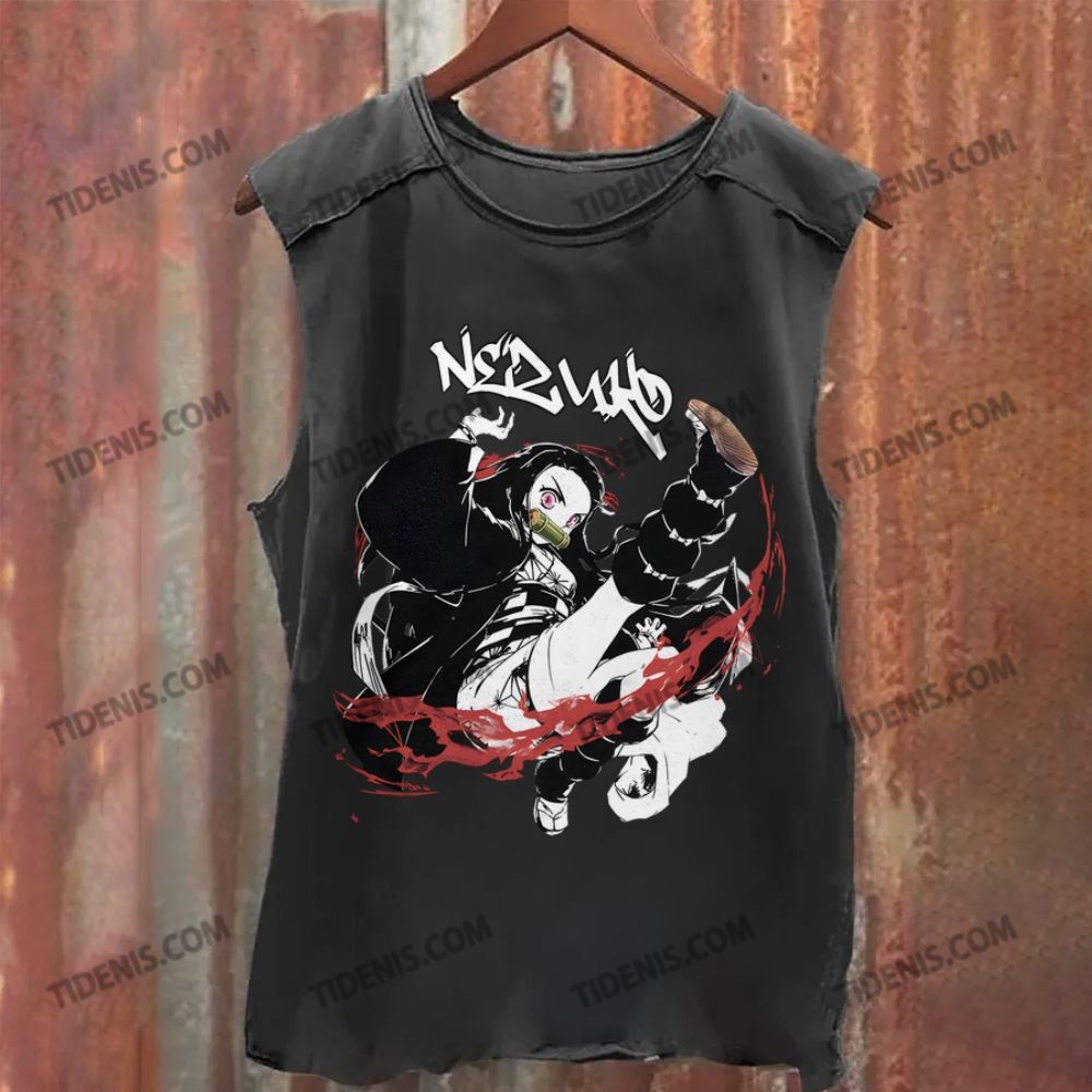 Nezuko Demon Slayer 鬼滅の刃 Unisex Vintage Tank Top Sleeveless Tee