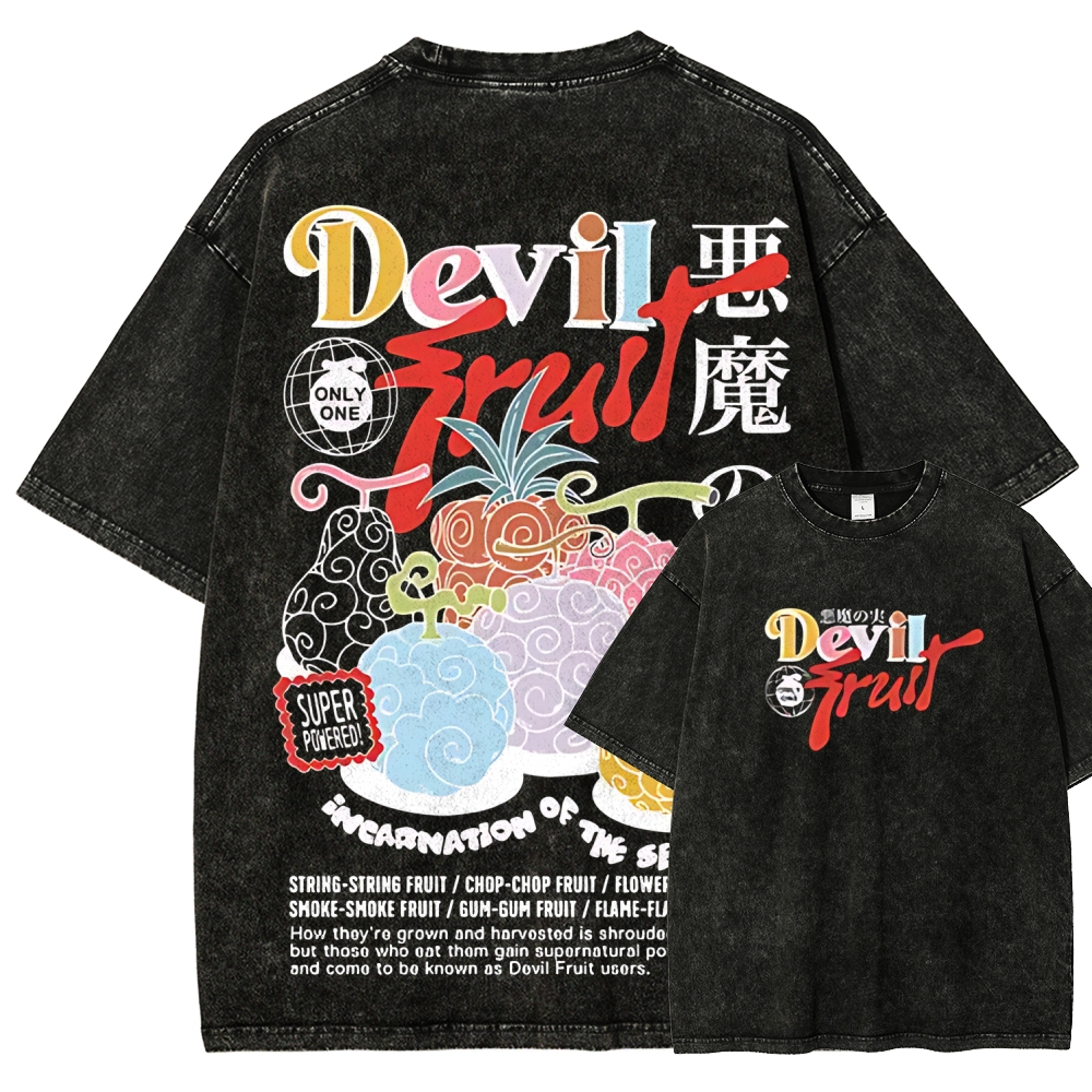One Piece Devil Fruit |Unisex Fit Washed T-Shirt 2511018866
